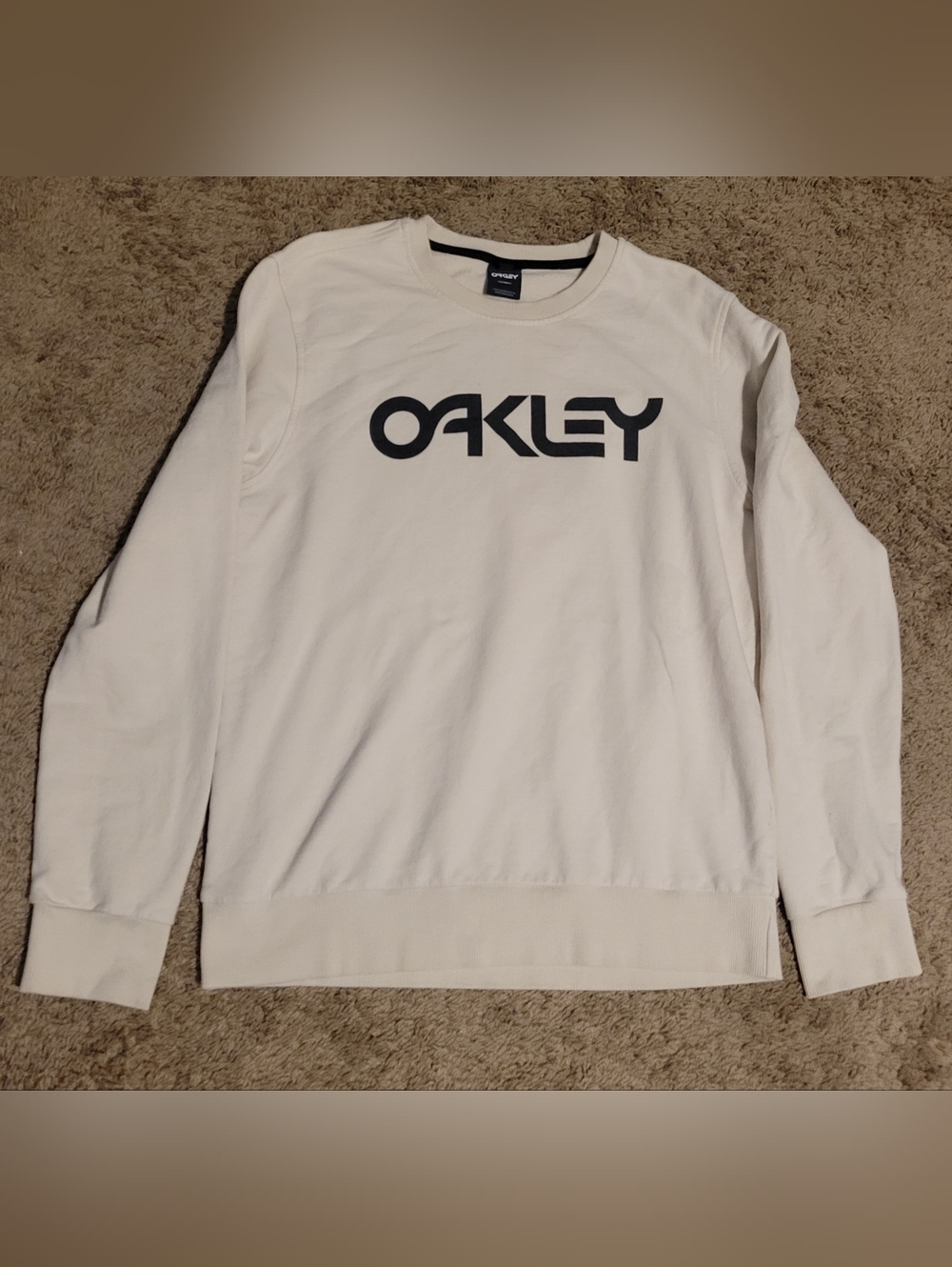 Oakley Cream Crewneck Sweatshirt with Black Logo